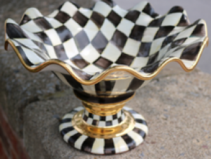 MacKenzie-Childs Courtly Check Fluted Compote